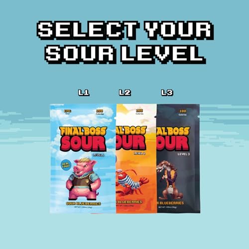 Final Boss Extremely Super Sour Candy, Natural Chewy Dried Fruit Gummies Made with Dried Fruit, Dye & Gluten Free, Low Calorie Healthy Snack for Kids & Adults