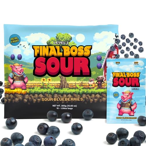 Final Boss Extremely Super Sour Candy, Natural Chewy Dried Fruit Gummies Made with Dried Fruit, Dye & Gluten Free, Low Calorie Healthy Snack for Kids & Adults
