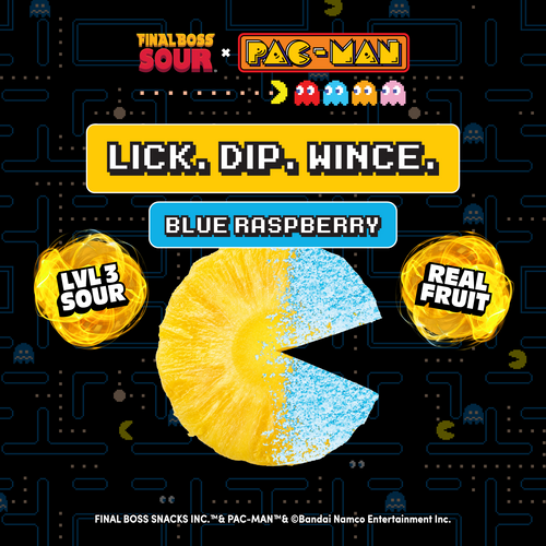 Pac-man x Final Boss Sour: Pineapple Dippers BLUE RASPBERRY (1-Pack)