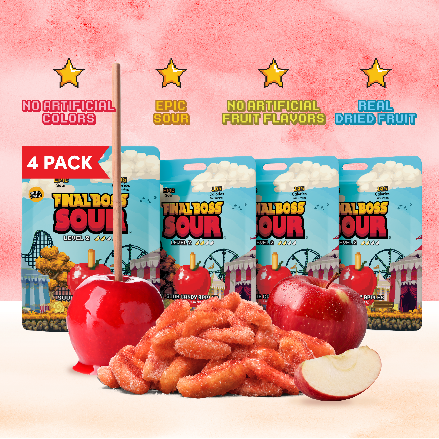 Level 2 Red Candy Apple (4 Pack)