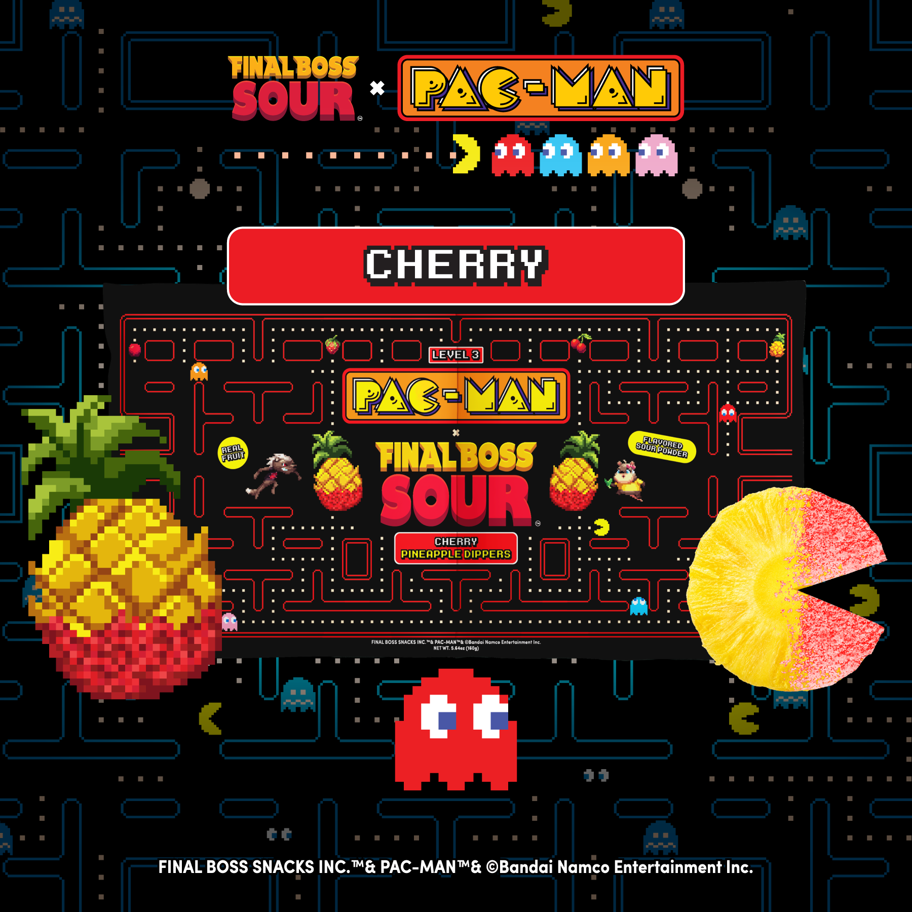 Pac-man x Final Boss Sour: Pineapple Dippers CHERRY (1-Pack)