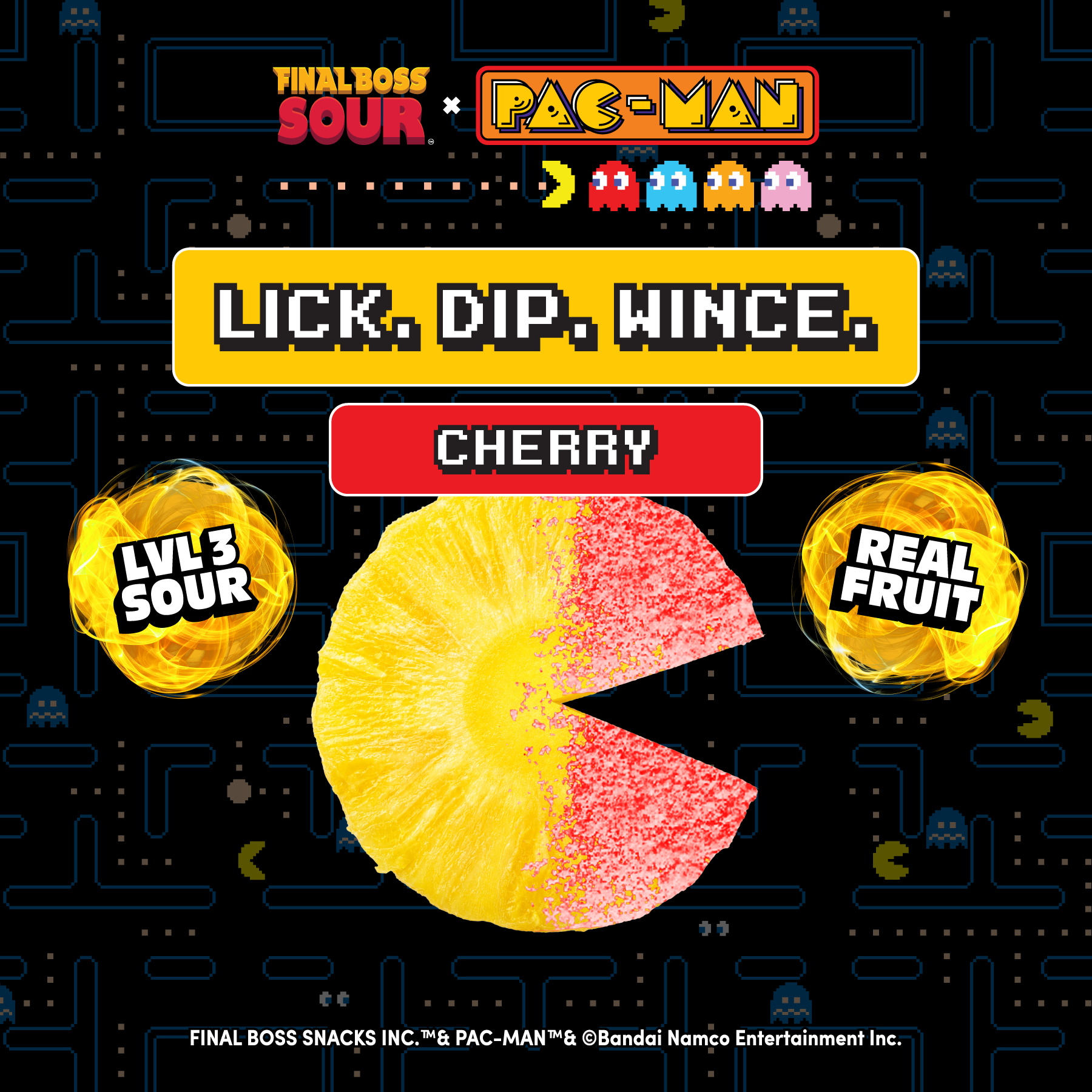 Pac-man x Final Boss Sour: Pineapple Dippers CHERRY (1-Pack)