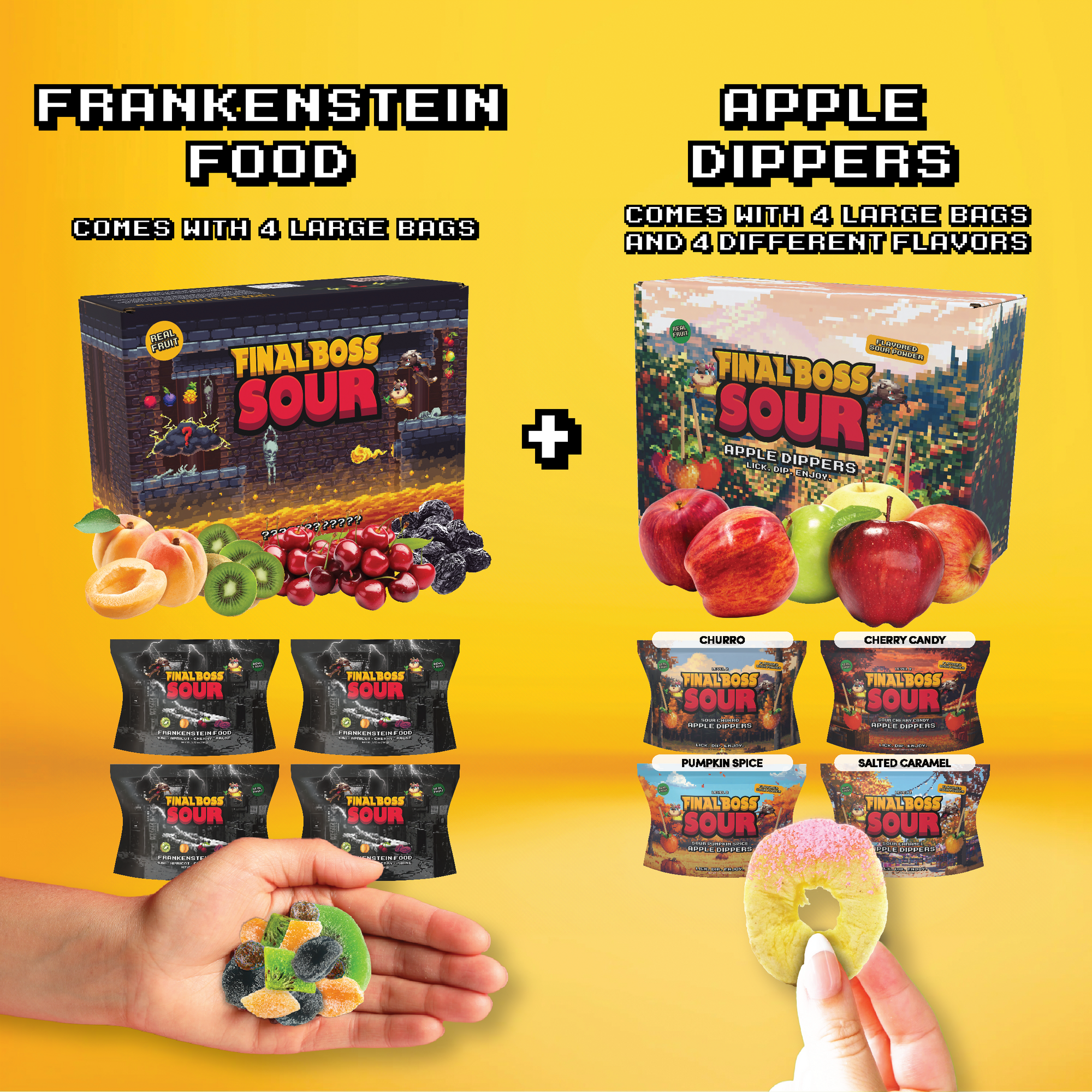 Frankenstein Food (4-Pack) + Apple Dippers (4-Pack) Bundle