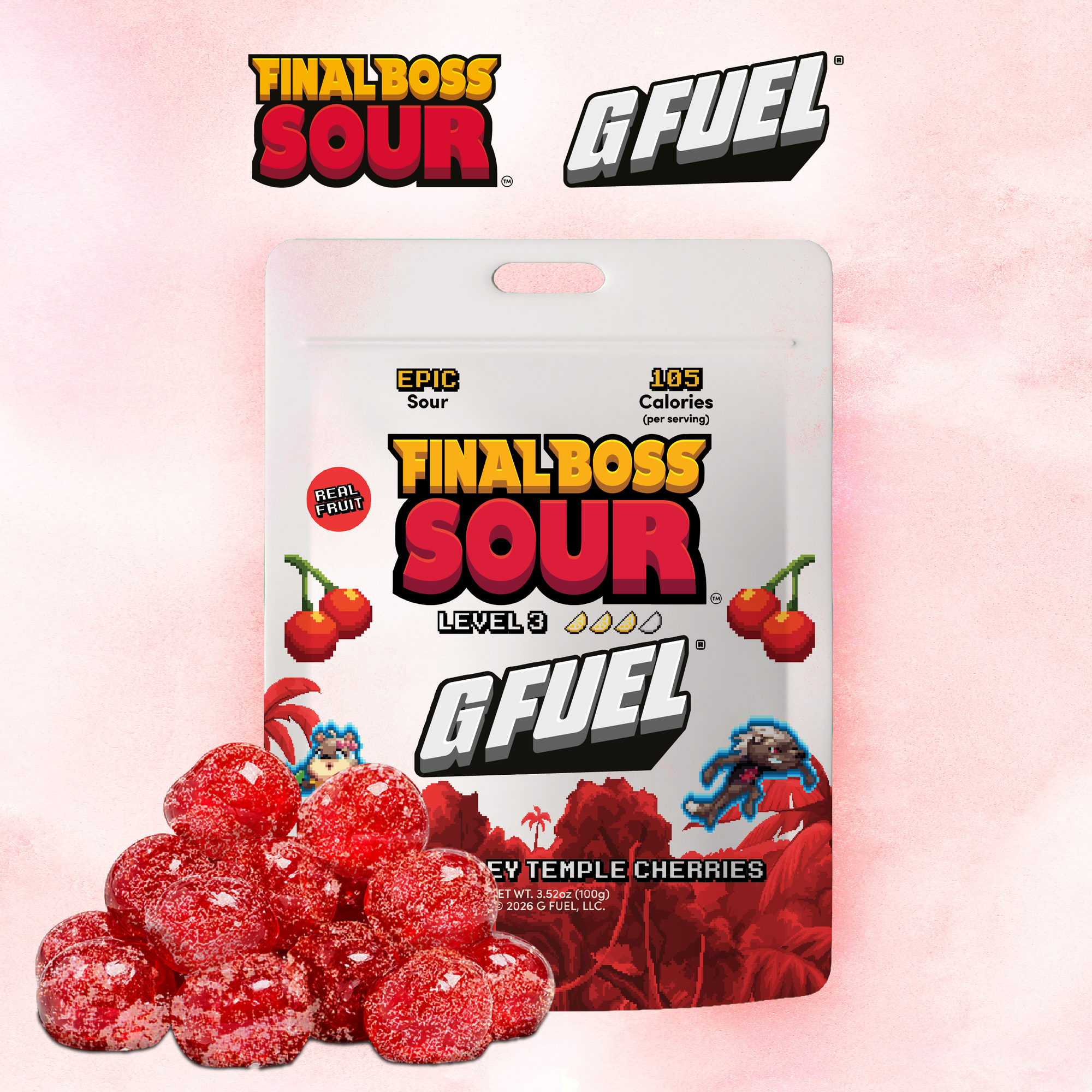 G Fuel x FBS Level 3 Sour Shirley Temple Cherries (4-Pack)