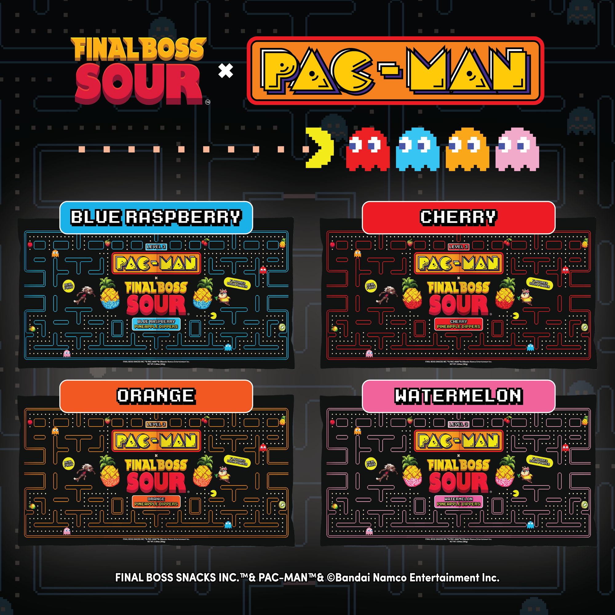 Pac-man x Final Boss Sour: Pineapple Dippers (4-Pack)