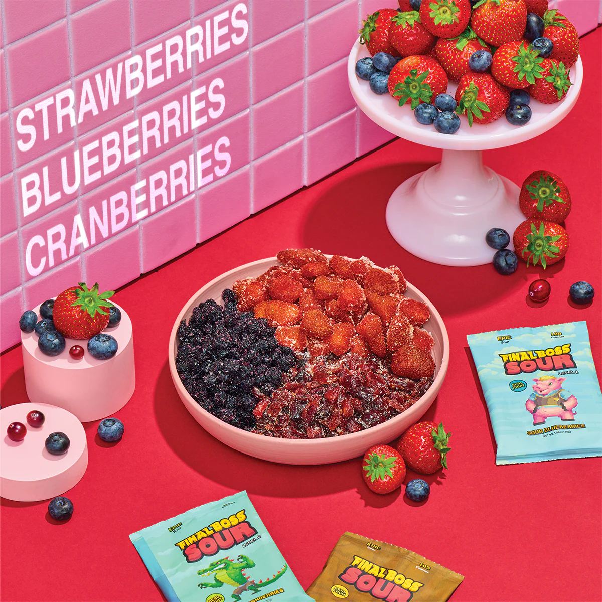 Final Boss Sour Candy Berry Variety Pack, Natural Fruit Chews with Dried Fruit, Cane Sugar & Sunflower Oil, All Sour Levels, Low Calorie Snack for Kids, Teens, Adults, Lunch Boxes & On The Go, 27 Pack