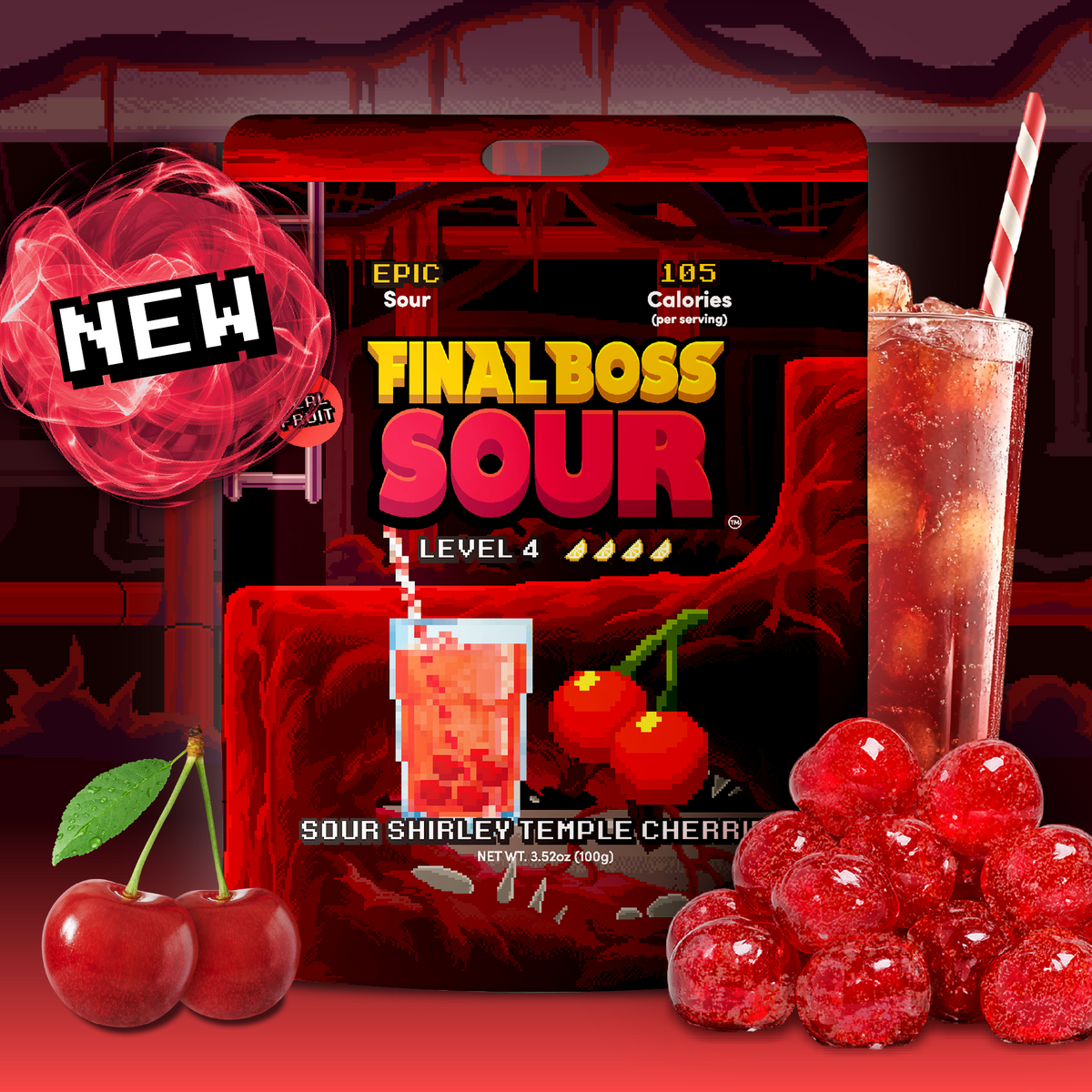 Level 4 Sour Shirley Temple Cherries (1-Pack)