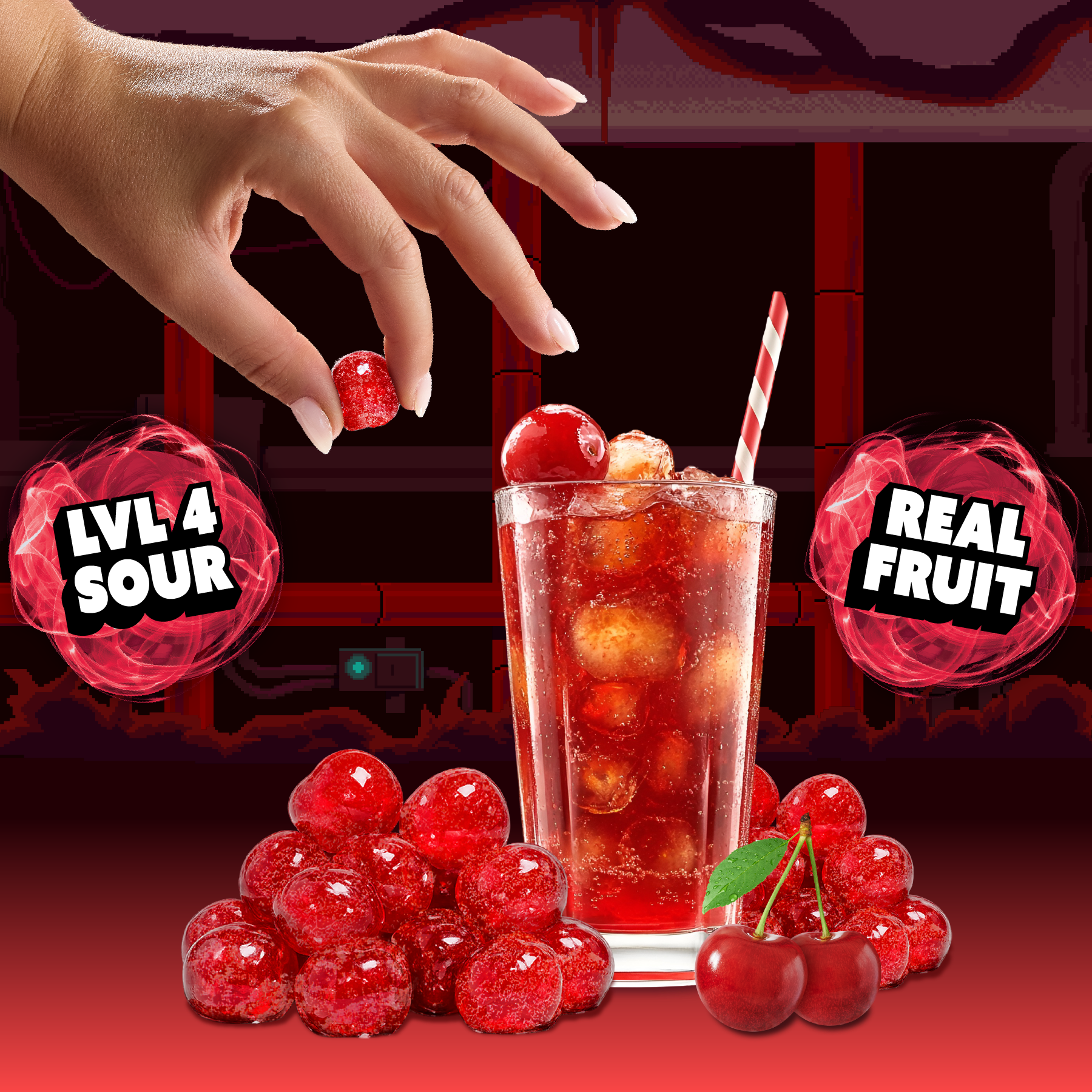 Level 4 Sour Shirley Temple Cherries (1-Pack)