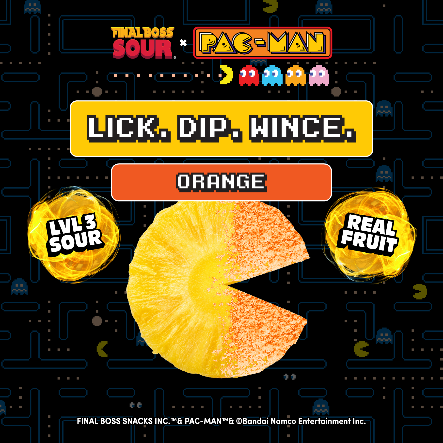 Pac-man x Final Boss Sour: Pineapple Dippers ORANGE (1-Pack)