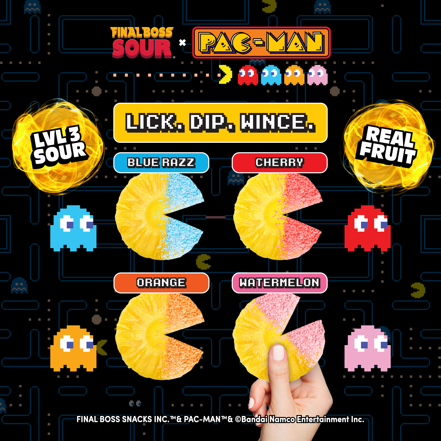Pac-man x Final Boss Sour: Pineapple Dippers (4-Pack)