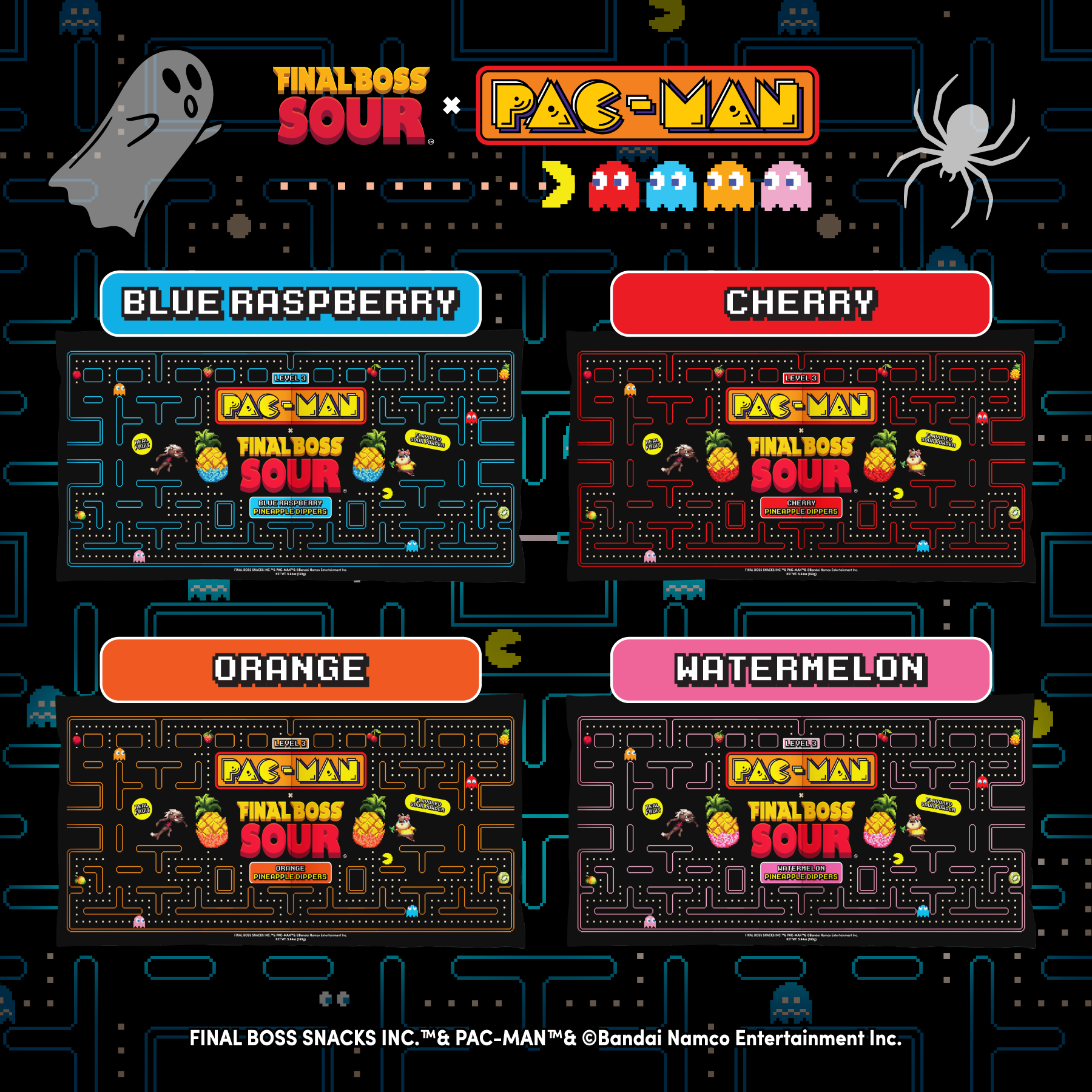 Pac-man x Final Boss Sour: Pineapple Dippers (4-Pack)