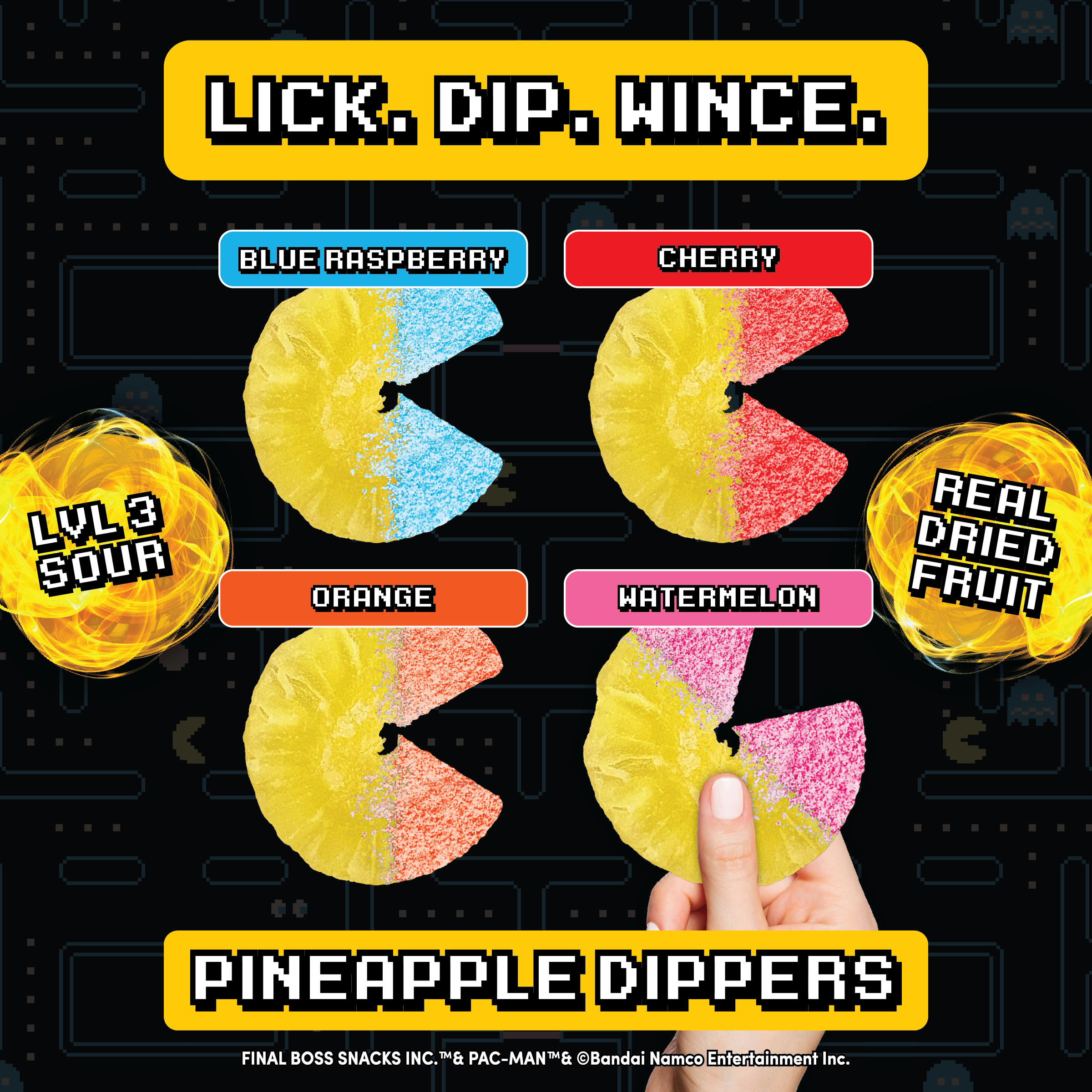 Pacman x Final Boss Sour: Pineapple Dippers (4-Pack)