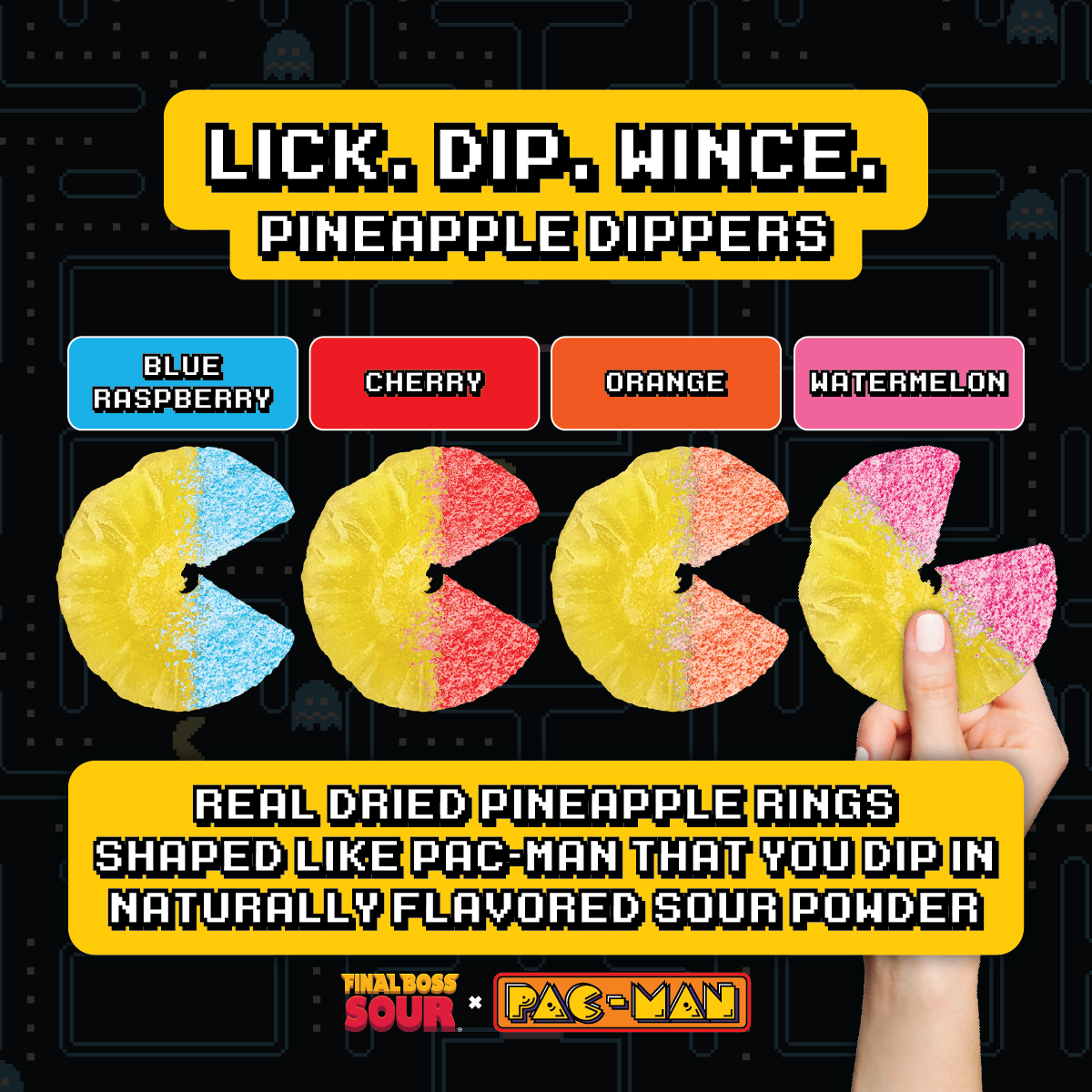 Pacman x Final Boss Sour: Pineapple Dippers (4-Pack)