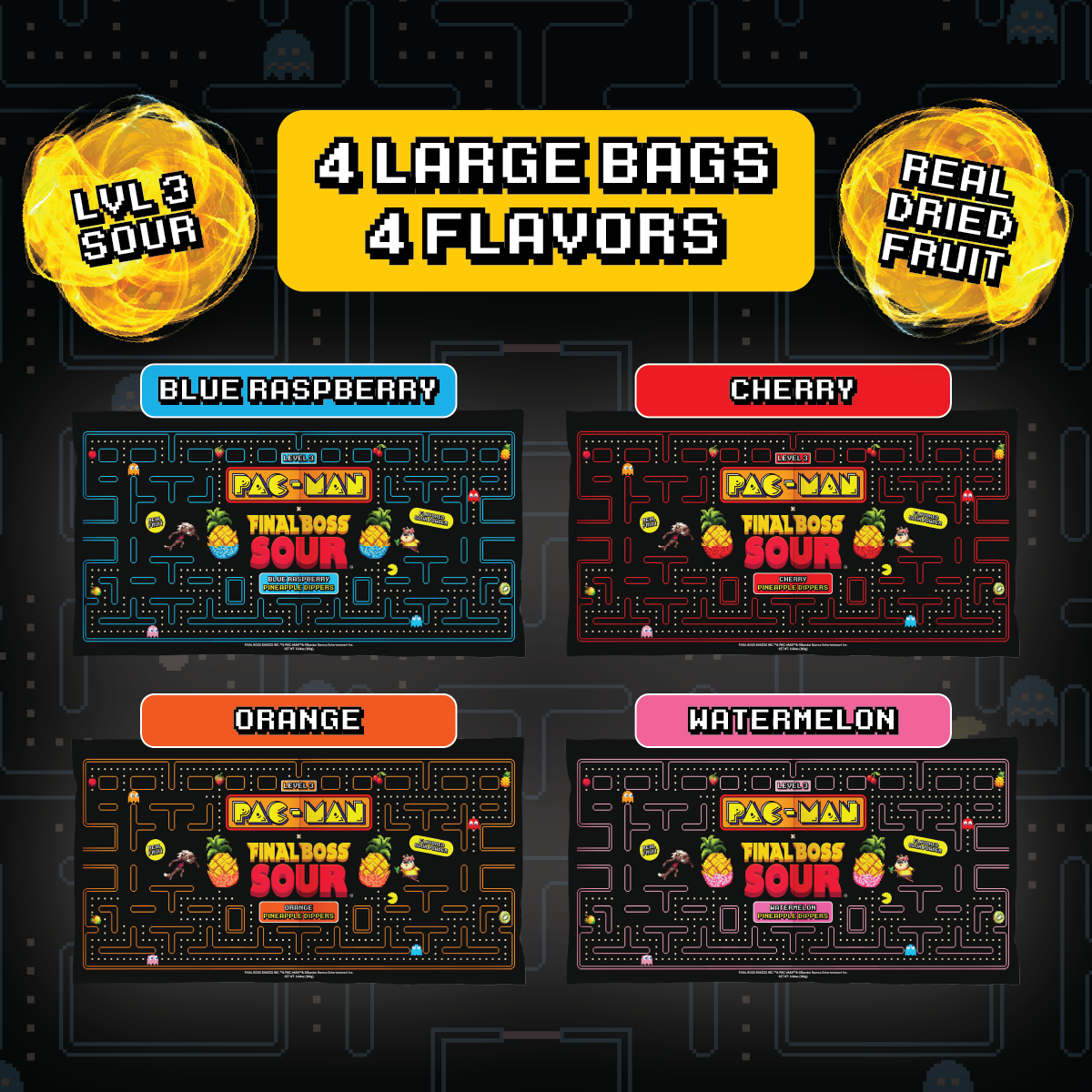 Pacman x Final Boss Sour: Pineapple Dippers (4-Pack)