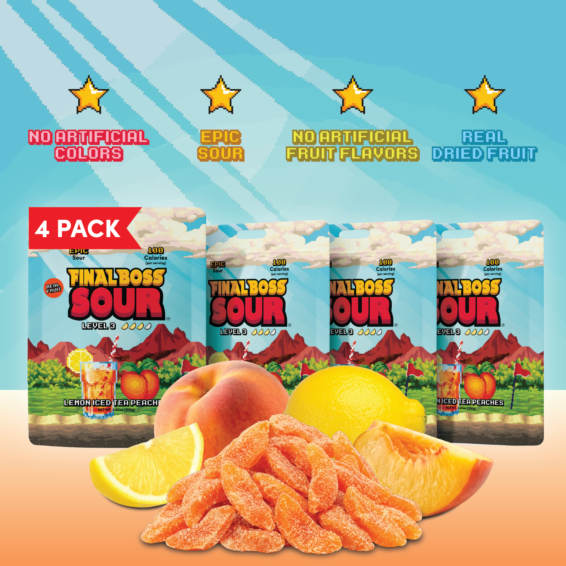 Level 3 Lemon Iced Tea Peaches (4-Pack) – Final Boss Sour Level 3 Lemon Iced Tea Peaches (4-Pack) – Final Boss Sour
