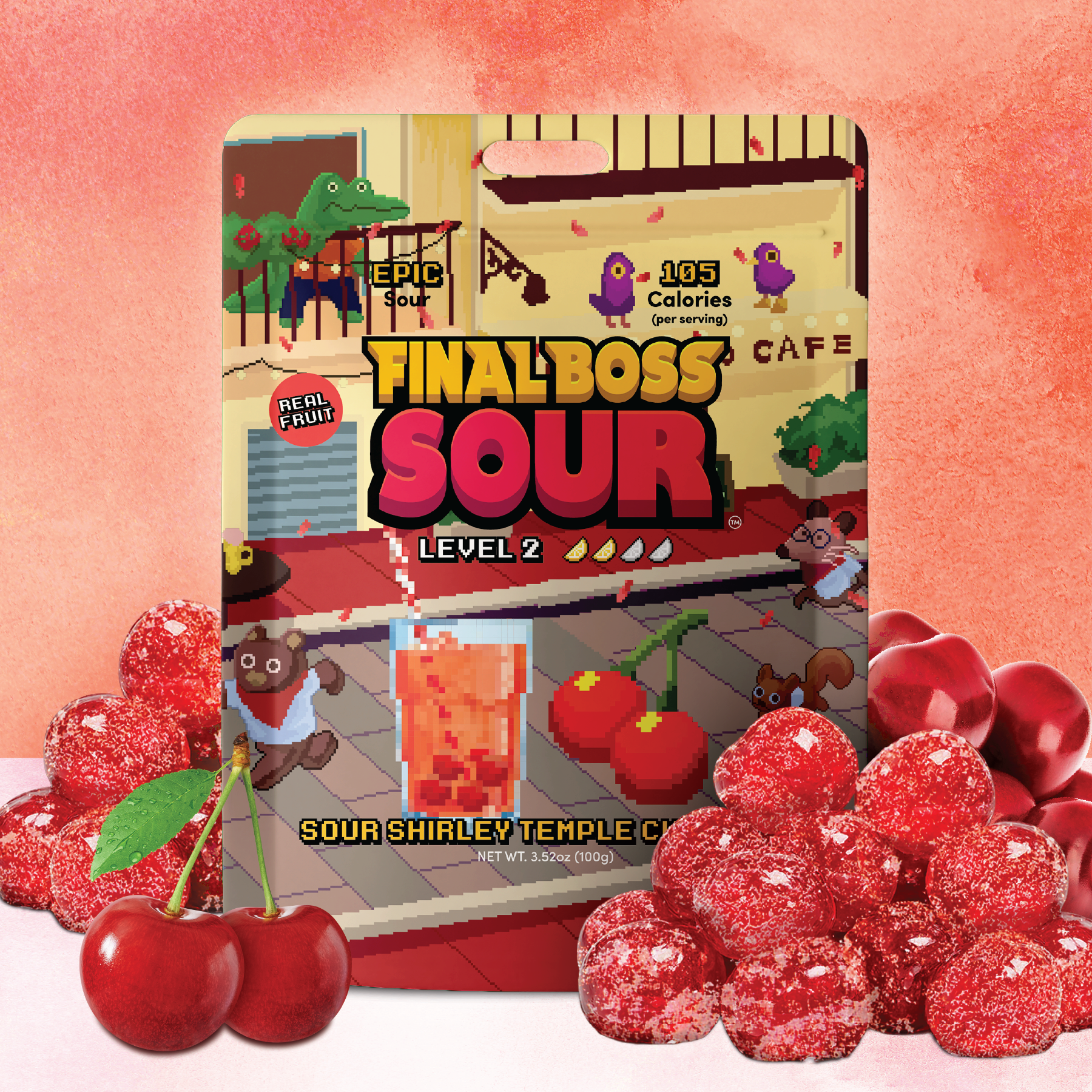 Level 2 Sour Shirley Temple Cherries (4-Pack)