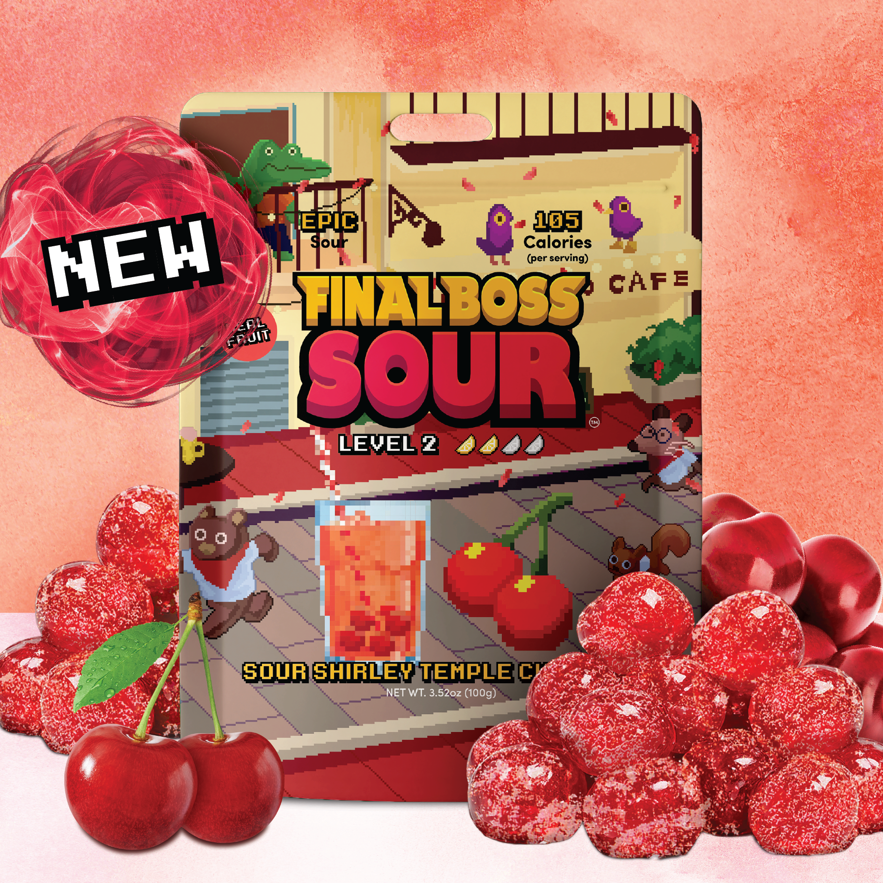 Level 2 Sour Shirley Temple Cherries (4-Pack)