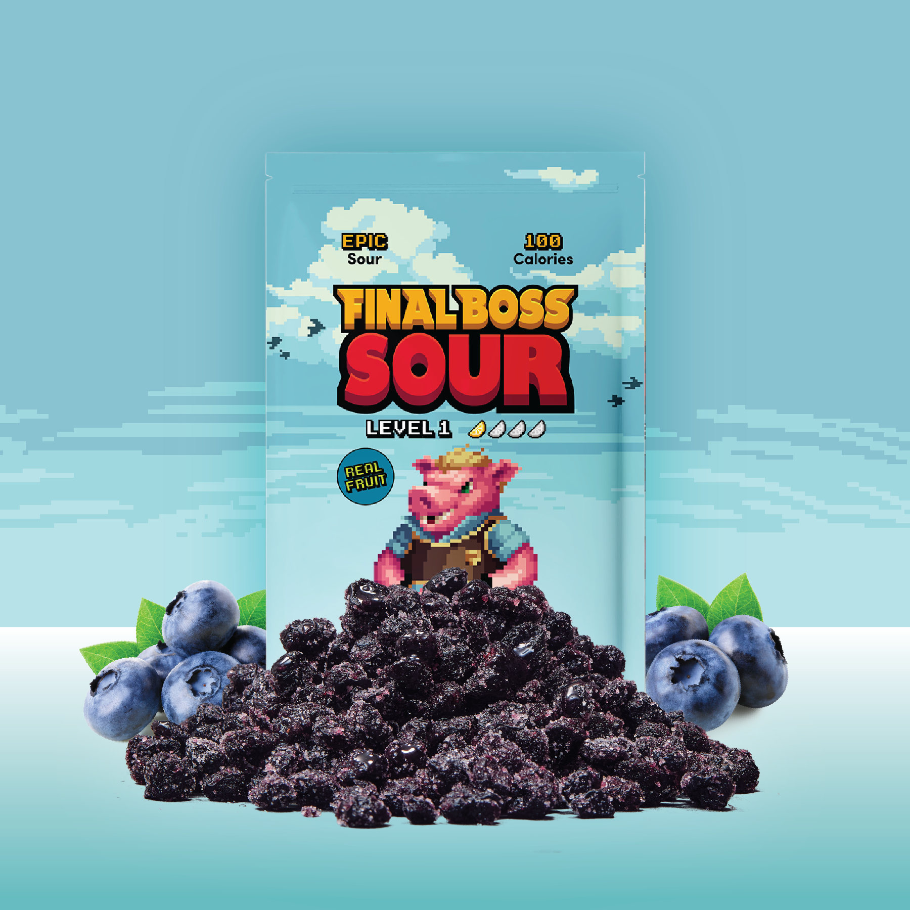 Final Boss Extremely Super Sour Candy, Natural Chewy Dried Fruit Gummies Made with Dried Fruit, Dye & Gluten Free, Low Calorie Healthy Snack for Kids & Adults