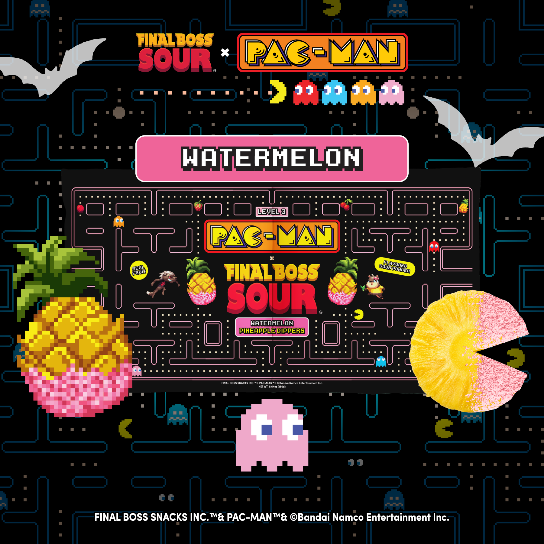 Level 3 Watermelon Pac-man x Final Boss Sour: Pineapple Dippers (1-Pack)