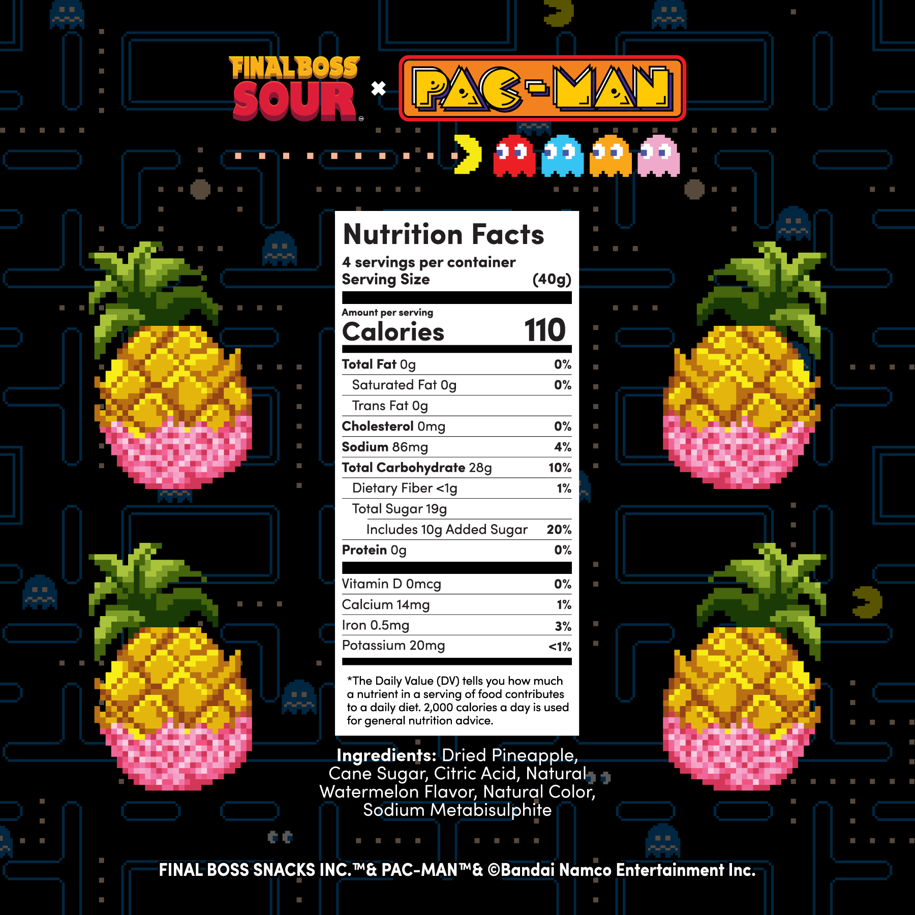 Pac-man x Final Boss Sour: Pineapple Dippers WATERMELON (1-Pack)
