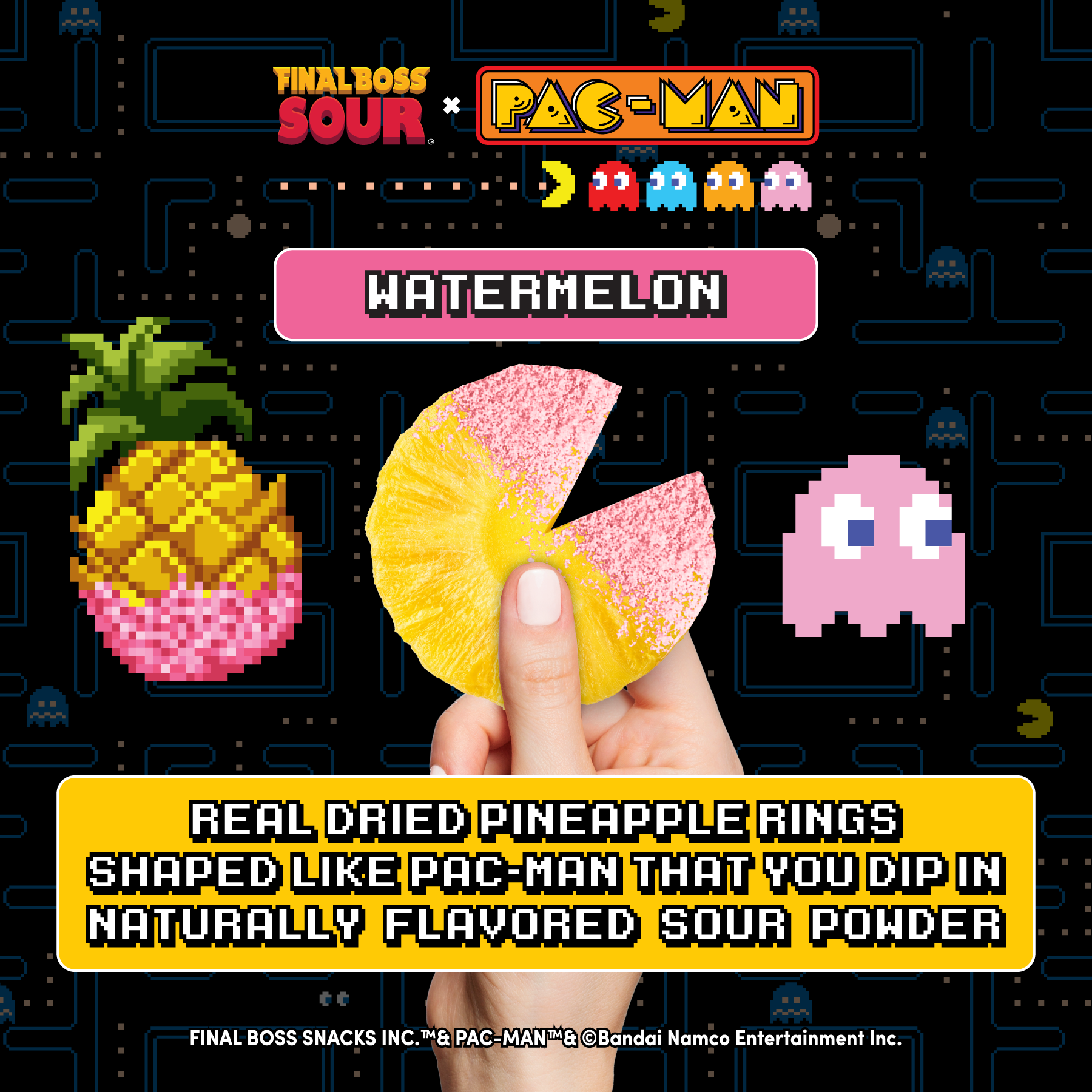Pac-man x Final Boss Sour: Pineapple Dippers WATERMELON (1-Pack)