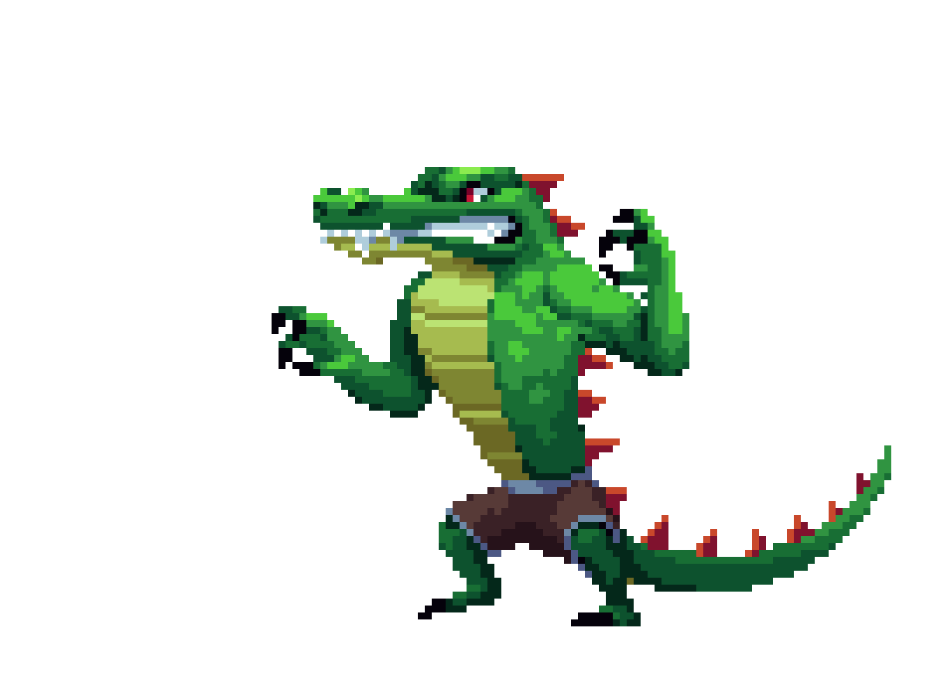 Animated alligator snapping jaws in pixel art style.